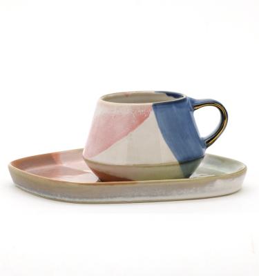 China Sustainable Ceramic 5oz Coffee Cup and Saucer Set Teacup Saucers for Afternoon Tea for sale