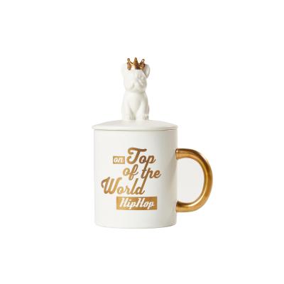 China Sustainable Ceramic Tea Mug With 3D Lid 300ml Animal Ceramic Tea Mug With Stainless Bargain Infuser For Gift for sale