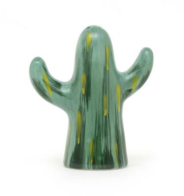 China New design viable hot sales green cactus salt and pepper gift set with 3D handpaint for sale