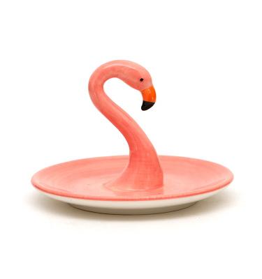 China Eco-Friendly Ceramic Flamingo Home Decor Engagement Wedding Gifts Instagram Ring Holder Dish For Jewelry for sale