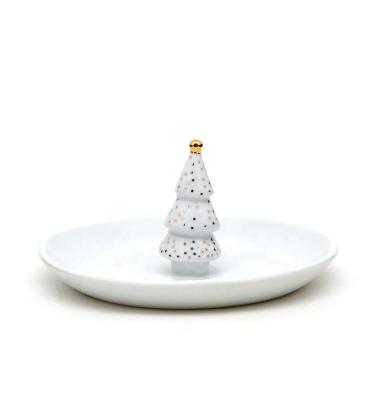 China Wholesale Eco - Friendly Shaped Porcelain Jewelry Dish Christmas Tree Ring Holder For Gift for sale