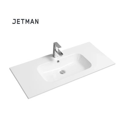 China JM4010-101 1010*460*155 Modern Slim Square Counter Top Bathroom Ceramic Sink Wash Basin for sale