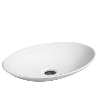 China JM7526 Modern White Oval Ceramic Countertop Art Basin Thin Side Basin Sink 505*355*95 for sale