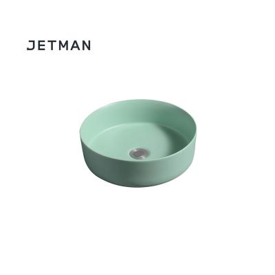 China Modern JM7844-G 360*360*120 Art Round Toilet Wash Hand Green Color Sink Art Basin Ceramic for sale