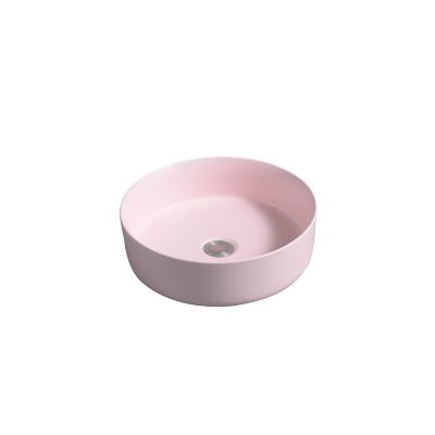 China Modern Art Round Ceramic Toilet Wash Hand Pink Color Sink Art Basin 7844-P for sale