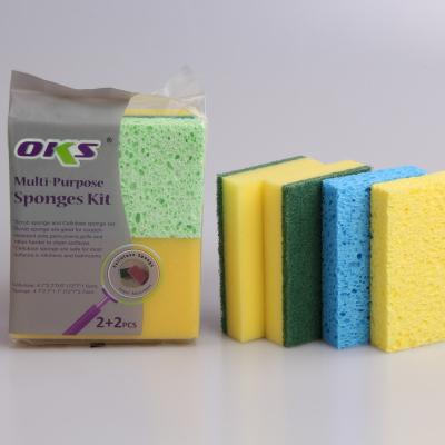 China Sustainable Kitchen Cellulose Cleaning Sponge Tableware Sponge Packs For Dishes Oks Sponge for sale