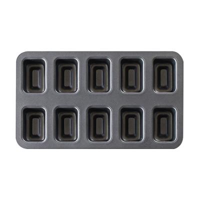 China Popular Kitchen Mold Black Muffin Pan Carbon Steel Metal Bakeware 10 Cup Cupcake Maker Cake Mold for sale