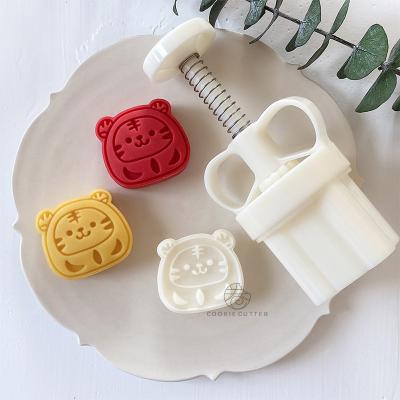 China New Year's Viable Cartoon 50g Little Tiger Mold Pineapple Crisp Mung Bean Cake Moon Cake Mold Baking Mold for sale