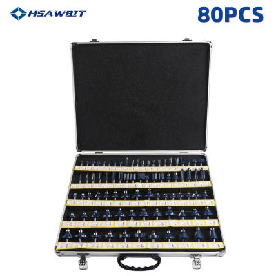 China Other 80pcs 6.35mm 12.7mm Router Bits Set Trimming Milling Cutter Bit Tungsten Carbide Woodworking Straight Cutting Woodworking Setting for sale