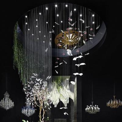 China Large Modern Customizable Center Glass Bird Shape Hotel Lobby Project Bright Chandelier Light for sale