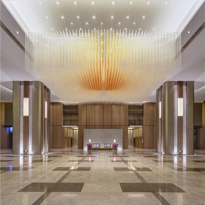 China Large Modern Rectangle Ceiling Light Gold Hot KTV Bar Luxury Large Chandelier for sale