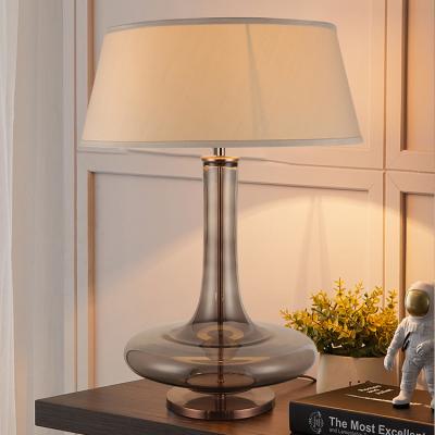 China Hotel Modern Simple Design Style Decorative Glass Table Light Morden Glass Desk Lamp for sale