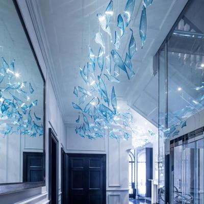 China Modern Customizable Charming Hotel Lobby Individuality Blue Crystal Chandelier Lamp for sale