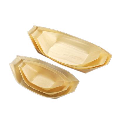 China Waterproof Sushi Factory Supply Wooden Disposable Snack Lunch Box Container for sale