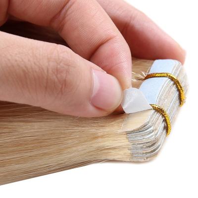 China 12A Hot Selling 12A Curly Russian Curly Blonde Double Drawn Raw Ins Hair Extension 100% Virgin Natural Tape In Hair Extension for sale