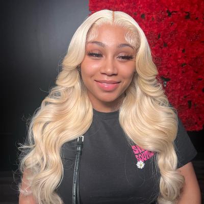 China Wholesale Sheer Blonde Body Wave Hair Lace Wig Blonde Lace Front Wig Knot Hair 36 Inch Long Simple Invisible Lace Wig for sale