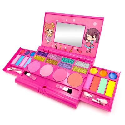 China Amazon Hot Selling ABS Plastic With Mirror Girls Vacation Makeup Palette Safe Non-toxic Kids Favorite Gift Foldable for sale