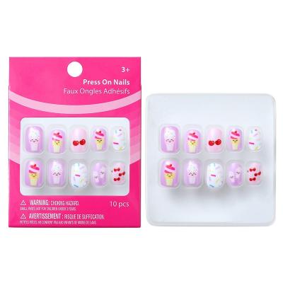 China Factory Design Colorful Candy Cute Children's Fake Nail Kids Press Artificial False Nail for sale