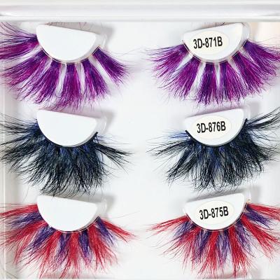 China Real Colored Colorful Lashes 25mm 10 Pairs False Eyelashes 2020 NEW 3d Mink Color With Best Quality for sale