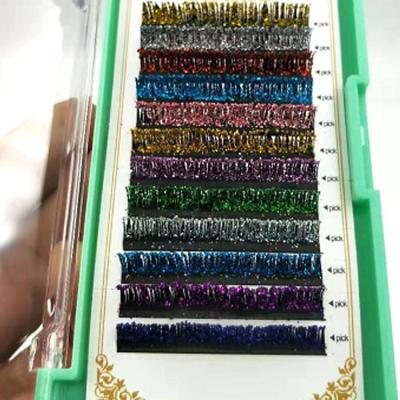 China Long Natural Individual Lash Extension Glitter Lashes Dramatic Glitter Eyelash Extension Color Eyelash Extension for sale