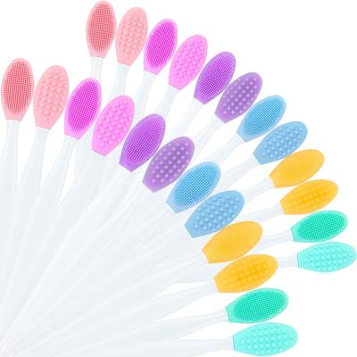 China Double Sided Silicone Exfoliating Lip Brush Silicone Facial Scrubber Exfoliator Set Silicone Facial Cleansing Tool GSL013 for sale