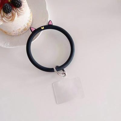 China Silicone+Metal Silicone Cell Phone Chainbracelet Mobile Phone Strap Phone Case With Chain Phone Chain Strap Phone Strap Silicone Wristband for sale