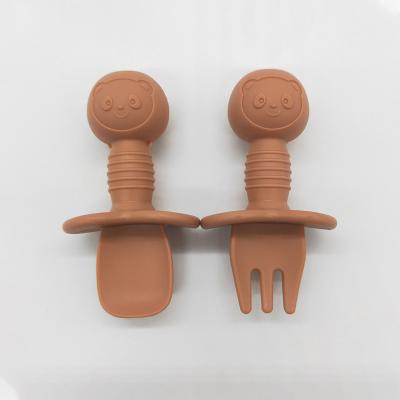 China BPA Free Factory Directly Made By 100% Food Grade Silicone Baby Spoons For Little Kids Study Eating Foods for sale