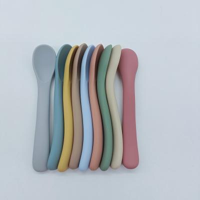 China Wholesale 100% Safe Viable Stage One BPA Free Toddler Feeding Soft Silicone Infant Baby Feeds Spoon Fork for sale