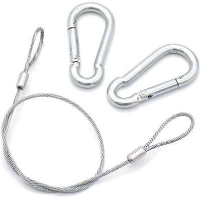 China Construction Safety Lanyard 1mm 2mm 3mm 3.2mm 7*7 Galvanized Steel Wire Rope Sling With Double Thimble Ferrule Loop On Ends for sale