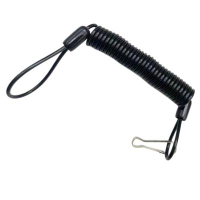 China Gun Safety C-PIN Black Spring Gun Lanyard Tool Lanyard to prevent gun from falling off and getting lost safety lanyard for sale