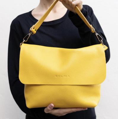 China 2020 Summer Eco-friendly Yellow PU Shoulder Bag Soft Leather Zipper Tote Shopping Bag for sale