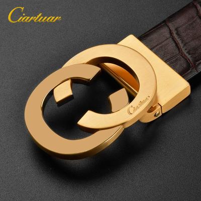 China Korean all-match personality belt of the first layers of cowhide buckle soft patter pure copper crocodile cowhide genuine leather belt men for sale