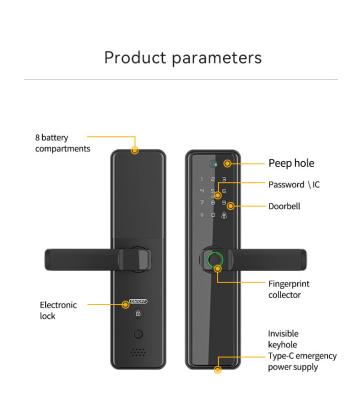 China Electric Electronic Handle Digital Tuya Ttlock Cerraduras Inteligentes Con Wifi Keys Fingerprint Interior  Door Locks B2 for sale