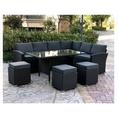 China Modern Wholesale Rattan Sofa Set With Soft Cushion Outdoor Garden Lounge Sofa Furniture Hotel Chair PE Rattan for sale