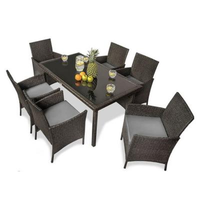 China Modern 7 Pieces Pack Leisure Outdoor Courtyard Cafe Tables And Chairs for sale