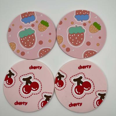 China Non-Toxic PVC Glue Factory Hot Spot Fruit Soft Glue Drop Glue Strawberry Coasters. Can be customized for sale