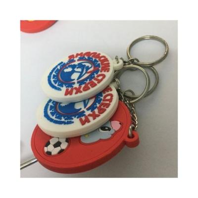 China Wholesale Simple Rubber Keychains Round Soft Colorful PVC Double Sided Casual Manufacturer Keychains for sale