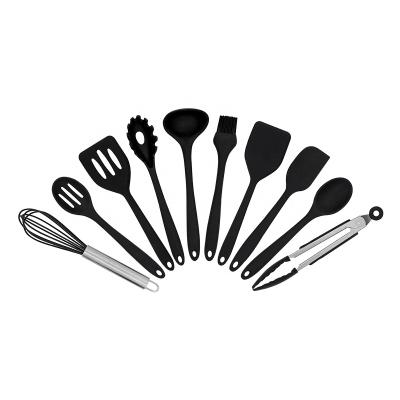 China Viable kitchen accessories10pcs silicone kitchen tools laddle beater spoon brush tongs silicone kitchen utensil set for sale