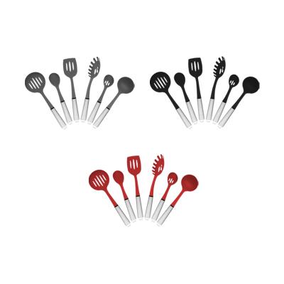 China Sustainable Hot Selling High Quality Kitchen Cookware Accessories 6 Pieces Silicone Utensil Set With Stainless Steel Handle for sale