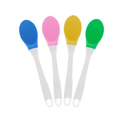 China Transparent Sustainable Heat Resistant Utensils Handle Non Stick Silicone Baking Kitchen Multifunctional Cooking Spoon for sale