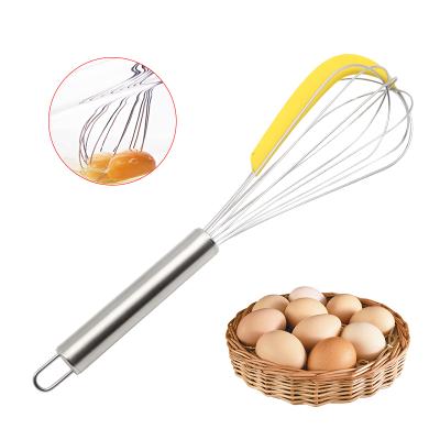 China High Quality Viable Egg Cream Stir Silicone Scraper 10.5 Inch Stainless Steel Manual Egg Beater for sale