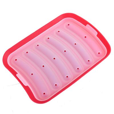 China Viable 6 Cavities BPA Free Non-Stick Baking Tool For DIY Homemade Food Grade For Ham Silicone Hot Dog Sausage Mold for sale