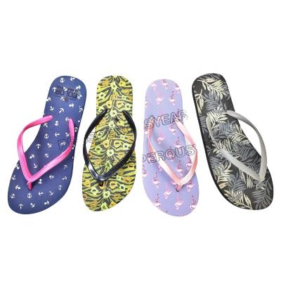 China Wholesale Multi Color Printing Flat Lady PVC Custom Logo Slipper Sandal for sale