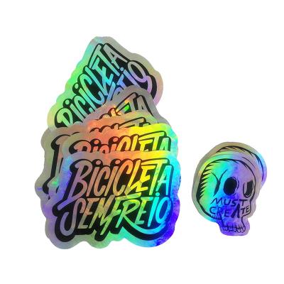 China Self Adhesive Holographic Reflective Rainbow Labels Waterproof Die Cut Hologram Sticker Custom Label for sale