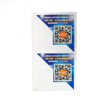 China Waterproof printed high quality self-adhesive serial tv qr code label stickers for sale