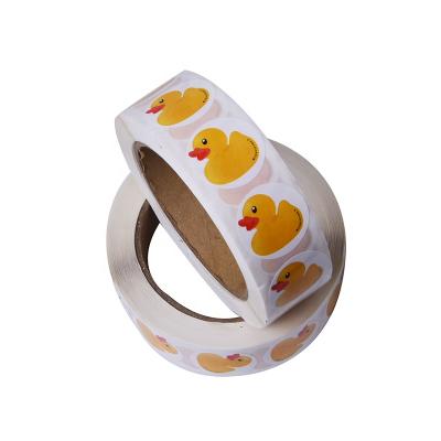 China Custom Self Adhesive Glossy Round Waterproof Circle Logo Duck Paper Label Sticker Waterproof Accept for sale