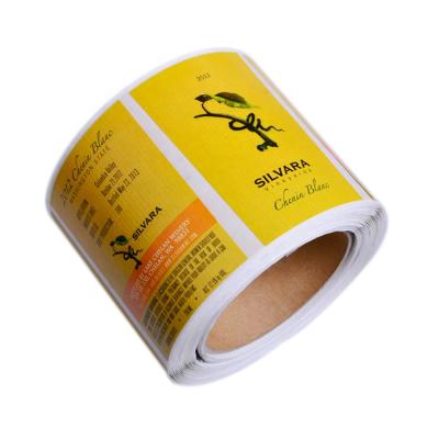 China Customized Adhesive Glossy Paper Sticker Embossing Wine Bottle Label Printing Roll With Embossing for sale