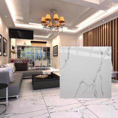 China Durable 800*800 Polished Carrara Marble Glazed Ceramic Porcelain Look Floor Tile And Wall Tile for sale