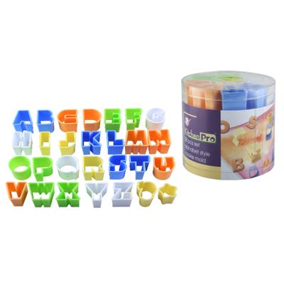 China Viable 28 PCS Plastic Mini Alphabet Letter Cookie Cutter Set For Fondant Biscuit Pastry Cake Decorating Tools for sale