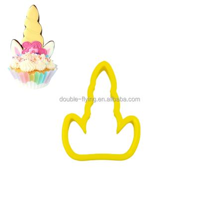 China Viable Plastic Party Unicorn Horn Cookie Cutter Set of 4 PCs and Cake Biscuit Fondant Mold Tools for Kids Sugar Cookie Baking for sale